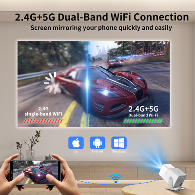 FY360 4K HD 스마트 LCD 프로젝터 안드로이드 11.0 BT5.2 내장 스테레오 사운드와 US 플러그와 함께 높은 밝기 가정 극장 레이저