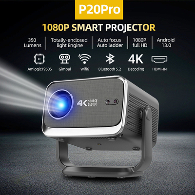 FLYIN P20 Pro 4K 350Lms 1080P 풀 HD 프로젝터 오토 포커스 렌즈 LCD 램프 안드로이드 13 에어플레이 휴대용 홈 극장 사용